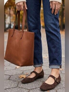 Sam Edelman Michaela Suede Mary Jane Flats Brown Gold Buckle Size 8